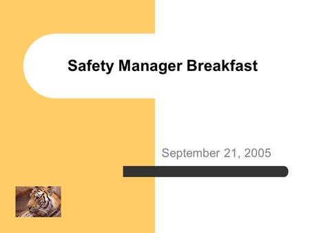 Safety Manager Breakfast September 21, 2005. Agenda Environmental Audit Building Emergency Planning Fire Safety and Security Plans Emergency Generators.