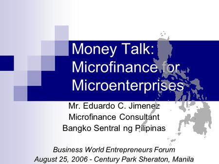 Money Talk: Microfinance for Microenterprises