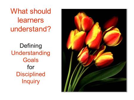 What should learners understand? Defining Understanding Goals for Disciplined Inquiry.