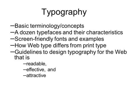 Typography Basic terminology/concepts