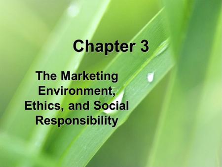 The Marketing Environment, Ethics, and Social Responsibility