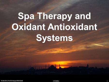 Spa Therapy and Oxidant Antioxidant Systems 03.06.2015 / Prof Dr Nergis ERDOGAN ISTANBUL 1.