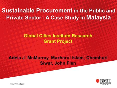 Global Cities Institute Research Grant Project