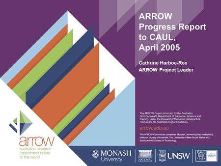ARROW Progress Report to CAUL, April 2005 Cathrine Harboe-Ree ARROW Project Leader.