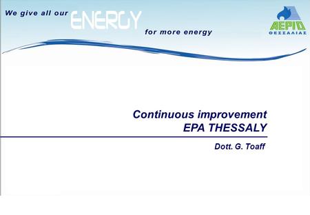 Continuous improvement EPA THESSALY Dott. G. Toaff.