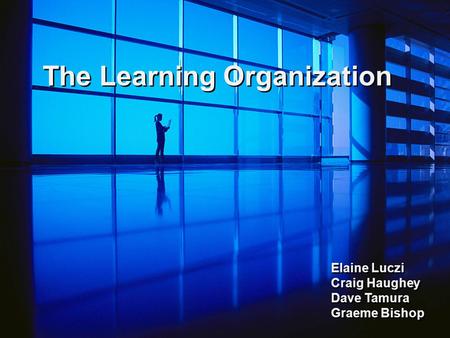 The Learning Organization Elaine Luczi Craig Haughey Dave Tamura Graeme Bishop.
