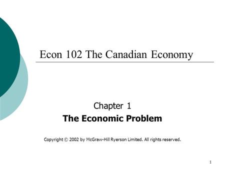 Econ 102 The Canadian Economy