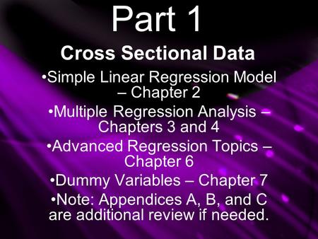 Part 1 Cross Sectional Data