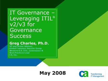 IT Governance – Leveraging ITIL® v2/v3 for Governance Success