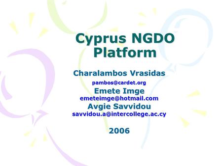 Cyprus NGDO Platform Charalambos Vrasidas Emete Imge Avgie Savvidou