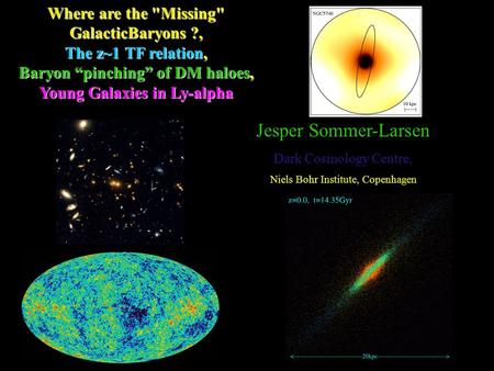 Jesper Sommer-Larsen Dark Cosmology Centre, Niels Bohr Institute, Copenhagen Where are the Missing GalacticBaryons ?, The z~1 TF relation, Baryon “pinching”