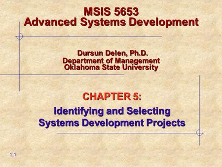 CHAPTER 5: Identifying and Selecting Systems Development Projects