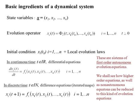 Basic ingredients of a dynamical system