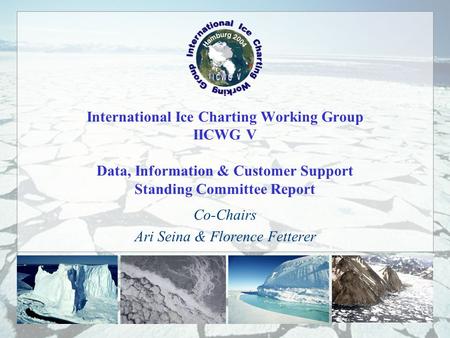 International Ice Charting Working Group IICWG V Data, Information & Customer Support Standing Committee Report Co-Chairs Ari Seina & Florence Fetterer.