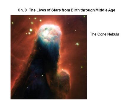 Ch. 9 The Lives of Stars from Birth through Middle Age The Cone Nebula.