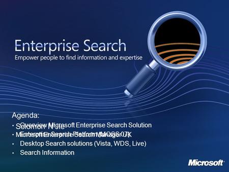 Agenda: Solomon N’Jie Overview Microsoft Enterprise Search Solution