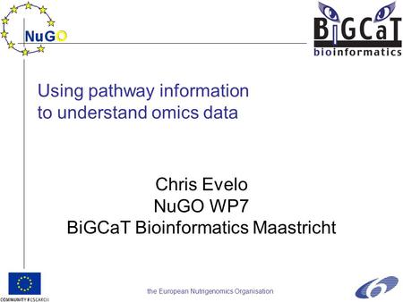 The European Nutrigenomics Organisation Using pathway information to understand omics data Chris Evelo NuGO WP7 BiGCaT Bioinformatics Maastricht.