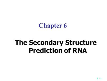 6 -1 Chapter 6 The Secondary Structure Prediction of RNA.