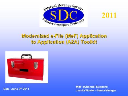 Modernized e-File (MeF) Application to Application (A2A) Toolkit