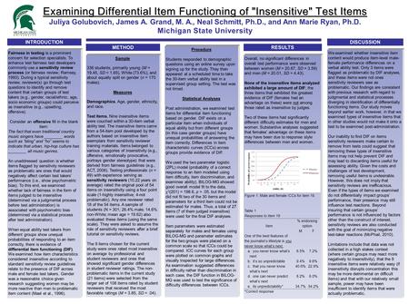 Examining Differential Item Functioning of Insensitive Test Items Examining Differential Item Functioning of Insensitive Test Items Juliya Golubovich,