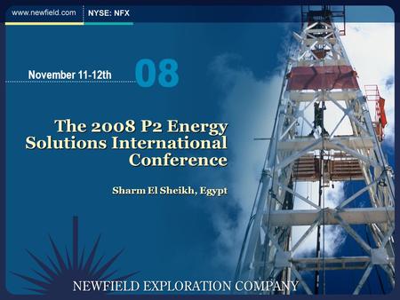 The 2008 P2 Energy Solutions International Conference Sharm El Sheikh, Egypt November 11-12th.