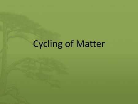 Cycling of Matter.
