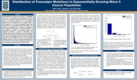 TEMPLATE DESIGN © 2008 www.PosterPresentations.com Distribution of Passenger Mutations in Exponentially Growing Wave 0 Cancer Population Yifei Chen 1 ;