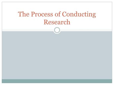 The Process of Conducting Research
