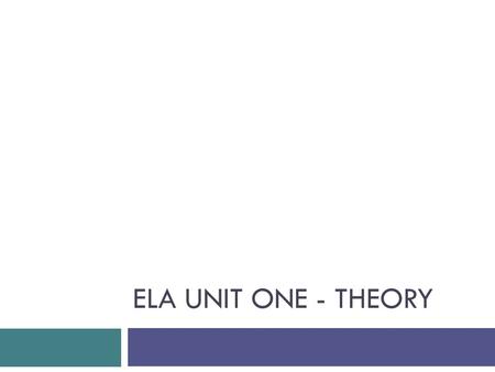 ELA UNIT ONE - THEORY. Unit One – Theory Review  Poetry Forms  Lyric Poetry  reveals deep personal feeling and deals primarily with common human experience.