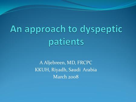 An approach to dyspeptic patients