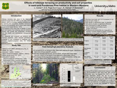 Effects of hillslope terracing on productivity and soil properties in semi-arid Ponderosa Pine habitat in Western Montana L. Cerise¹ ², D.S. Page-Dumroese¹,