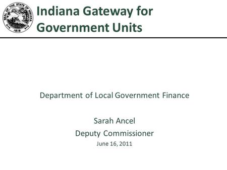Indiana Gateway for Government Units