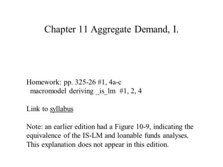 Chapter 11 Aggregate Demand, I.