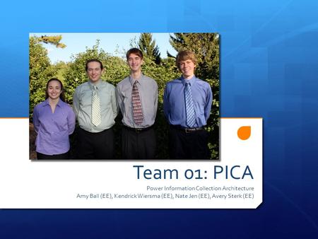 Team 01: PICA Power Information Collection Architecture Amy Ball (EE), Kendrick Wiersma (EE), Nate Jen (EE), Avery Sterk (EE)