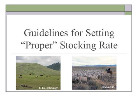 Guidelines for Setting “Proper” Stocking Rate K. Launchbaugh UDSA-ARS.