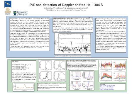 EVE non-detection of Doppler-shifted He II 304 Å H.S. Hudson 1,2, L. Fletcher 2, A. MacKinnon 2, and T. Woods 3 1 SSL, UC Berkeley, 2 University of Glasgow,