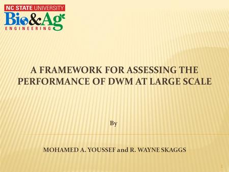 A FRAMEWORK FOR ASSESSING THE PERFORMANCE OF DWM AT LARGE SCALE MOHAMED A. YOUSSEF and R. WAYNE SKAGGS 1 By.