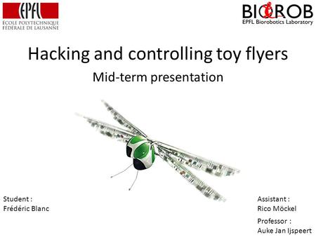 Hacking and controlling toy flyers Mid-term presentation Student : Frédéric Blanc Assistant : Rico Möckel Professor : Auke Jan Ijspeert.