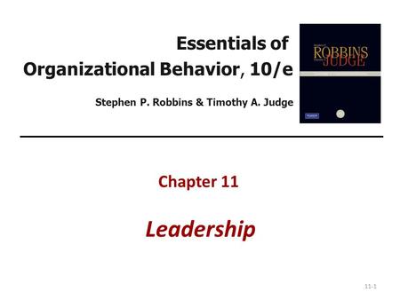 Leadership Essentials of Organizational Behavior, 10/e Chapter 11