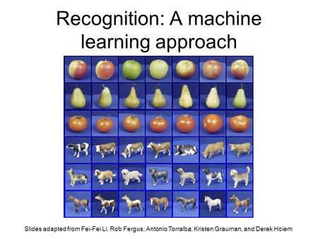 Recognition: A machine learning approach