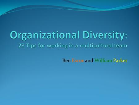 Ben Escoe and William Parker. Book Definition of Diversity A characteristic of a group of people where differences exist on one or more relevant dimensions.