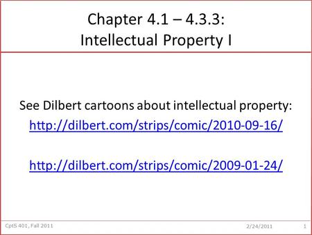 Chapter 4.1 – 4.3.3: Intellectual Property I