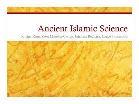 Ancient Islamic Science