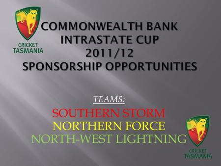 TEAMS: SOUTHERN STORM NORTHERN FORCE NORTH-WEST LIGHTNING.