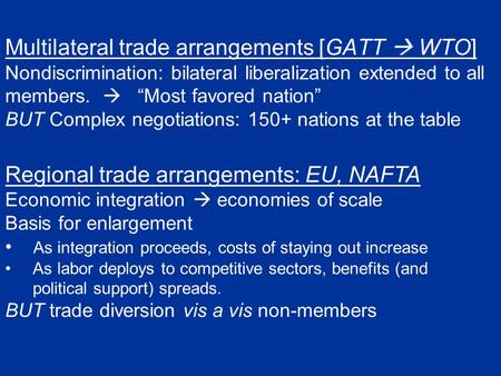 Regional trade arrangements: EU, NAFTA