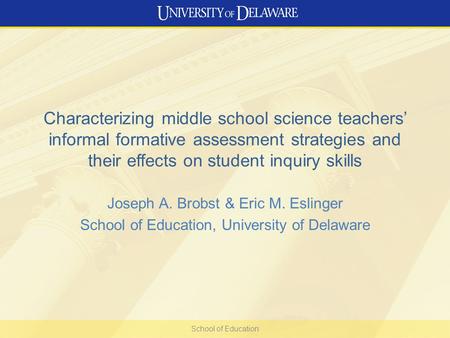 Characterizing middle school science teachers’ informal formative assessment strategies and their effects on student inquiry skills Joseph A. Brobst &