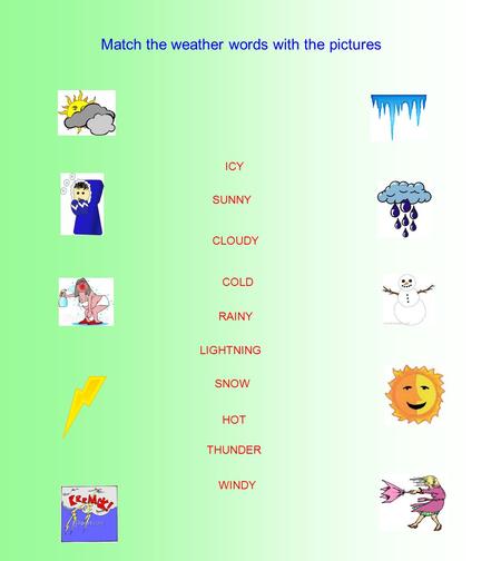 Match the weather words with the pictures