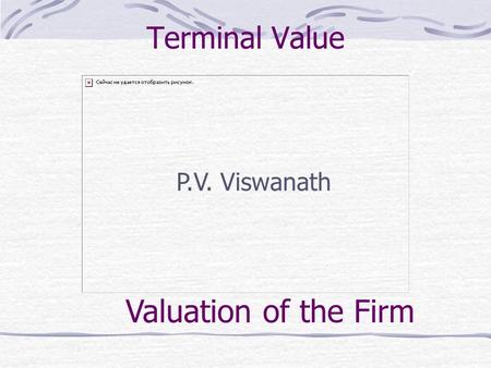 Terminal Value P.V. Viswanath Valuation of the Firm.