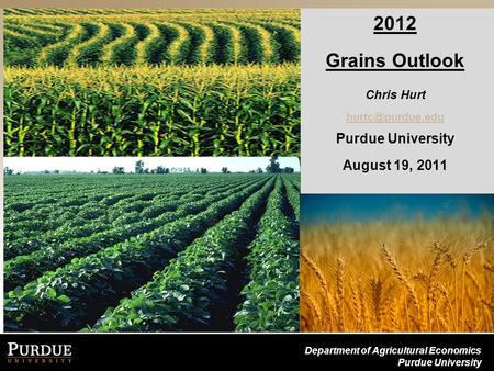 Department of Agricultural Economics Purdue University 2012 Grains Outlook Chris Hurt Purdue University August 19, 2011