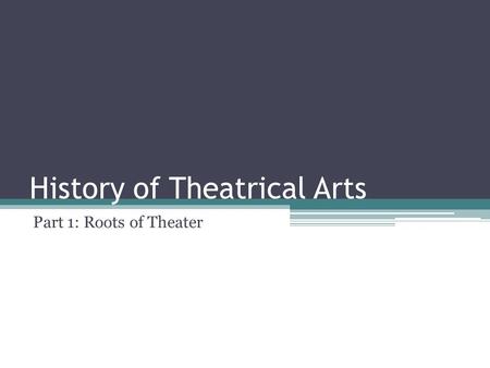 History of Theatrical Arts Part 1: Roots of Theater.
